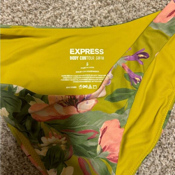 Women’s Express Body Contour Mid Rise Swim Bottoms | Small | Green Floral - Picture 4 of 4
